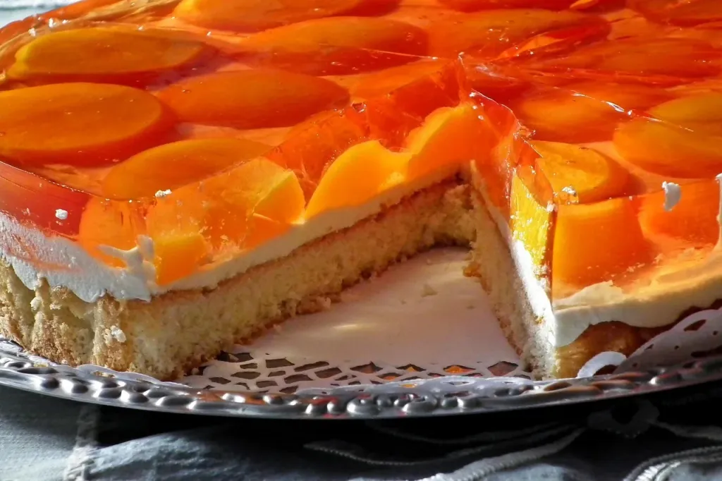 Kawałek lekkiego biszkoptu na białym talerzu, idealny przykład deseru lekkostrawnego w domowej kuchni.